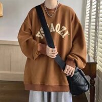 Áo Nỉ Dài Tay Cổ Tròn In Chữ Thời Trang Hàn Quốc Cho Nam Cỡ Lớn M-5XL