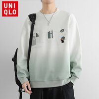 Áo nỉ dài tay màu Gradient mới Uniqlo, Áo nam cổ tròn mùa xuân, Áo thường ngày Hàn Quốc