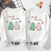 Áo Nỉ Đôi Nam Nữ, Áo Thu Hè Tay Dài Cổ Tròn In Hình Độc Đáo Thời Trang Vải Thấm Hút Mồ Hôi