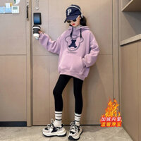 Áo nỉ hoddie lót nhung dày dặn bé gái 2023