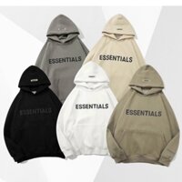 Áo nỉ hoodie Essentials unisex dài tay nam nữ cao cấp in cao su nổi, áo phông nỉ bông sweater có mũ màu nâu, đen M22 - H