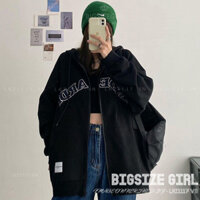 Áo nỉ hoodie khoác Bigsize Áo cardigan nữ dáng suông tay dài thiết kế khoá kéo mùa thu Phong cách Hàn Quốc Thời Trang cá tính xinh đẹp cho người mập béo nữ