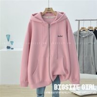 Áo nỉ hoodie khoác Bigsize Áo cardigan nữ dáng suông tay dài thiết kế khoá kéo mùa thu Phong cách Hàn Quốc Thời Trang cá tính xinh đẹp cho người mập béo nữ