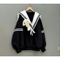 Áo nỉ khăn thuỷ thủ tặng kèm thỏ bông đính áo dễ thương Unisex thời trang trẻ trung