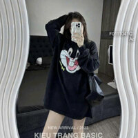 Áo nỉ mốc form rộng họa tiết hình thỏ lưng in chữ tay dài TOMBI SHOP