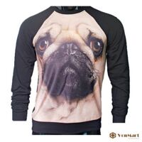 Áo nỉ Nam chó mặt xệ, hình in 3D, lót bông 2 lớp, dáng thể thao, chất dày đẹp, hàng hiệu