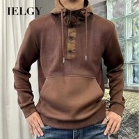 Áo nỉ nam có mũ trùm đầu IELGY Áo dài tay mùa thu dáng rộng