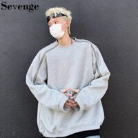 Áo nỉ nam cổ tròn có dây kéo đơn giản, tay dài nam