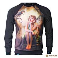 Áo nỉ Nam hình thiên thần, in 3D lót bông 2 lớp dáng thể thao, chất dày đẹp cao cấp