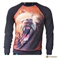 Áo nỉ Nam mặt gấu, in 3D cực ngầu, lót bông 2 lớp, dáng thể thao, chất dày đẹp, cao cấp