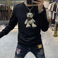 Áo nỉ nam thu đông dài tay thêu hình gấu from rộng Hàn Quốc - ARUSHOP