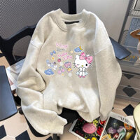 Áo nỉ ngoại cỡ Fashmily Nữ / Nam Unisex Hello Kitty Áo Hoodie dài tay Quần áo thể thao