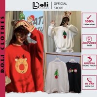 Áo Nỉ Noel  Sweater ChristmasThêu Hình Lớn 4 Màu - Họa Tiết Dáng Rộng SN002 - DOLI Clothes