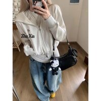 Áo nỉ nữ Áo khoác nỉ Hàn Quốc thiết kế đơn giản kiểu Mỹ ngắn