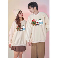 Áo Nỉ Sweater, Áo Đôi Tay Dài Kiểu Dáng Unisex MẪU 3 GẤU NOEL Vải Nỉ Bông Dày