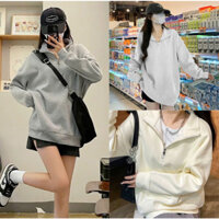 Áo Nỉ Sweater Form Unisex Cổ Bẻ Kéo Khóa, Áo Nỉ Form Rộng Nam Nữ Chất Nỉ 2 Da - SUZILIAN