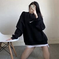 Áo NỈ Sweater NIke chính hãng, Áo khoác nỉ dài tay unisex nam nữ form rộng chất nỉ bông cotton cao cấp 100%