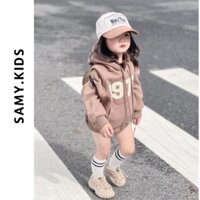 Áo nỉ thu đông cho bé trai gái, áo hoodie trẻ em 1977 có mũ dài tay - Samy Kids