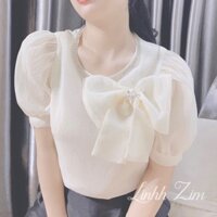 Áo nơ đính hạt cườm