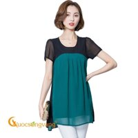 Áo nữ áo kiểu vạt xòe dáng dài GLA112 xanh lá Cuocsongvang