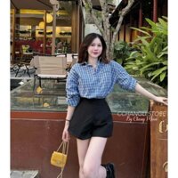 ÁO NỮ ÁO SƠ MI KẺ CARO XANH DÀI TAY CHO NỮ M926125