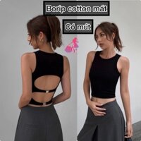 Áo nữ ba lỗ  croptop hở lưng có mút đen trắng tôn dáng G383    ..