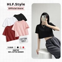 Áo nữ croptop form rộng trơn , áo thun kiểu nữ HLF.Style