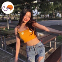 ÁO NỮ CROPTOP THÊU HOA CÚC HÀNG CHUẨN ĐẸP NHIỀU MÀU CT05