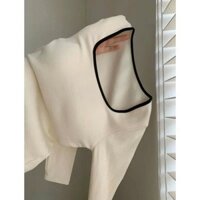 Áo nữ giữ nhiệt NINI cổ vuông không có đệm ngực, áo thun dài tay xinh xắn GN01