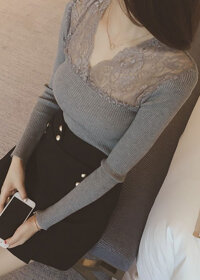 Áo nữ phối ren dài tay Ale65 - xl