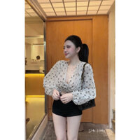 Áo nữ sexy xoắn hoa ngực tay bồng siêu sang hàng chính chủ a10