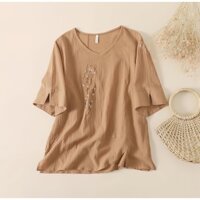 Áo nữ thêu hoa trung niên cổ tim tay lỡ Đẹp 24h Store-T5