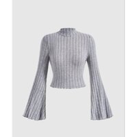 Áo nữ thời trang len gân cổ lọ ngắn tay xòe fashion