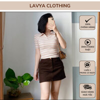 Áo nữ thun đũa sọc ngang cổ sơmi LAVYA - A02