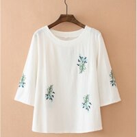 Áo nữ trung niên thêu hoa chất đũi cao cấp món quà tặng bà tặng mẹ Q3