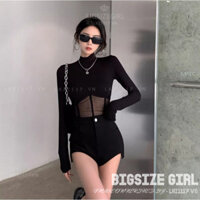 Áo Ôm Body Sexy Bigsize Áo Thun Nữ Kiểu Tay Dài Dáng Ôm Cổ Tròn Voan Mùa Thu Phong Cách Thời Trang Hàn Quốc Đẹp