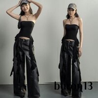 Áo ống hở lưng hở lưng nhún bèo không đều cho nữ