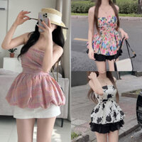 Áo Ống Hoa Cúp Ngực Xếp Ly Phối Bèo Bo Chun Sau, Áo Quây Croptop Kiểu Dáng PepLum Thời Trang Mùa Hè Cho Nữ