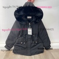 áo pảrka lót lông chữ thêu mũ lông trùm quảng châu đủ màu