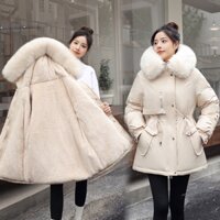 Áo parka nữ lót lông áo khoác nữ mũ lông thỏ chất liệu phao cao cấp