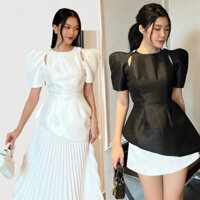 Áo peplum lệch tà khoét vai