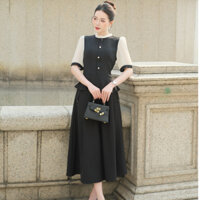 Áo Peplum Tay Ngắn Phối Voan Áo Kiểu Công Sở Nữ Chiết Eo LAMER L61B25Q010