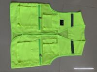 Áo phản quang gile có khóa màu 6 túi hộp màu xanh nõn chuối