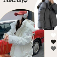 Áo Phao Béo Unisex Mũ Cúc Thêu Tim Cánh Tay form rộng , Dày Dặn 3 Lớp Women Top- Jacket Nam Nữ Nhung