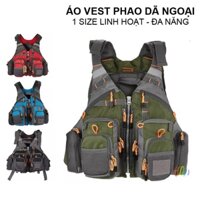 Áo phao bơi người lớn cứu hộ ghi lê cao cấp câu cá dã ngoại nhiều túi nam nữ