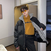 Áo Phao Bomber Cổ Ô Vuông Đen Nam Nữ