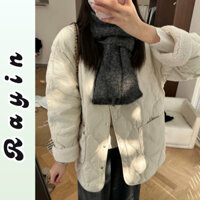 Áo phao chần trám siêu nhẹ Rayin phong cách Hàn Quốc, áo khoác bông nữ lót lông cừu dáng rộng nhẹ nhàng ấm áp