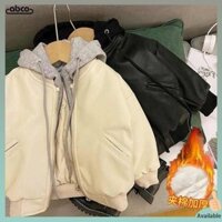 áo phao cho bé trai ao khoac be trai Balabala Boys Thickened Leather Jacket Thu Đông 2023 Phiên bản tiếng Hàn mới dành cho trẻ em giả hai chiếc áo khoác da trẻ em nước ngoài