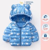 Áo Phao Có Mũ Siêu Nhẹ, Mềm Và Ấm Hình Tai Thỏ Bé Trai, Bé Gái