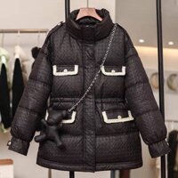 Áo phao đại hàn dáng dài rút eo